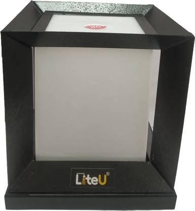 LiteU Outdoor Gate/Pilar/Garden Light Unbreakable Glass Lamp Square Cube Small Black Gate Light Outdoor Lamp