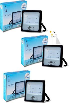 D'Mak 50w Sensor Led Flood Light Grey body Pack of 3 Flood Light Outdoor Lamp