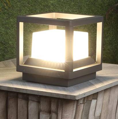GIGAWATTS G014 Topaj 12W LED Gate Light Waterproof Pillar Cube Lamp Outdoor Decor Garden Lighting Pole Mount Exterior Fixture for Home Entrance Patio Compound Boundary (Pack of 1) Gate Light Outdoor Lamp