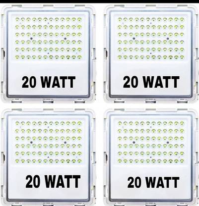 Shree Shop ® 20 Watt Led Flood Light Outdoor Waterproof - | IP53 Led Halogen Light,Focus Light for Factory,Garage,Parking Lot,Garden,Playground & Shop (Cool White-6500K)-Pack of 4 Gate Light Outdoor Lamp