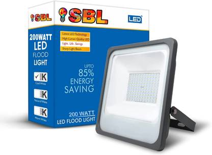 SBL Matrix Model 200W Led Flood Light - Ip66 Waterproof Led Lights with 120 Wide Beam-Led Lamp Lights for Yard,Showroom,Shop, Factory,Garden, Playground & Home(Cool White,6500k)-Pack of 1 Flood Light Outdoor Lamp