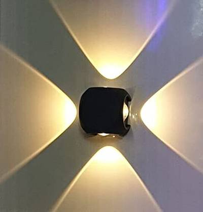 SPARC LIGHTS 3W=12 Watt LED Round Circular Four Way Outdoor Wall Step (4 Way) Up Down Left Right, Fixture Waterproof Black Finish Warm White (3000K)... Post Light Outdoor Lamp