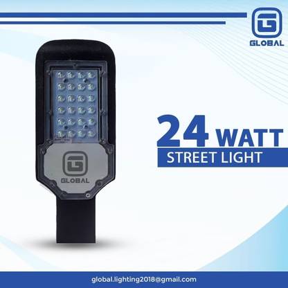 GLOBAL 24 Watt Lens LED Street Light, Outdoor Halogen Waterproof Full PVC Body, 140 Per watt Lumens Street Light Outdoor Lamp
