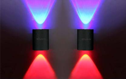 Hybrix LED UP/Down Dual Head Wall Light, 2 Watt Optical COB LED, Shock Proof Premium Look, Multicolor Lights, IP67 Waterproof for Indoor/Outdoor Use (PACK OF 2) Post Light Outdoor Lamp