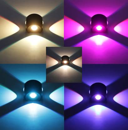 ots lights 12W 4 Way RGB Auto Color Changing 7 Colors Outdoor Waterproof Exterior Wall Light Fixture Lamp (Up-Down-Left-Right) Gate Light Outdoor Lamp