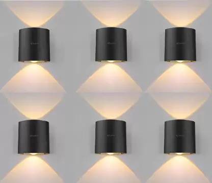 Hybrix LED UP/Down Dual Head Wall Light, 2 Watt Optical COB LED, Shock Proof Premium Look, Warm White Lights, IP67 Waterproof for Indoor/Outdoor Use (PACK OF 6) Post Light Outdoor Lamp