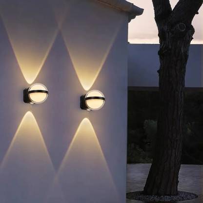 Hybrix LED 3 Way Round Globe Shape Indoor/Outdoor Modern Wall light (12 Watt) Shockproof Elegant Water Proof Acrylic Fibre Body, Warm White Light Color (PACK OF 2) Post Light Outdoor Lamp