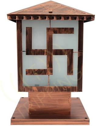 tripping Antique Gold Vastu Swastik Gate Lamp - Waterproof, Rustproof Outdoor Decorative Light for Garden, Patio, and Pillars, Compound, Boundary lamp Install on Surface Gate Light Outdoor Lamp