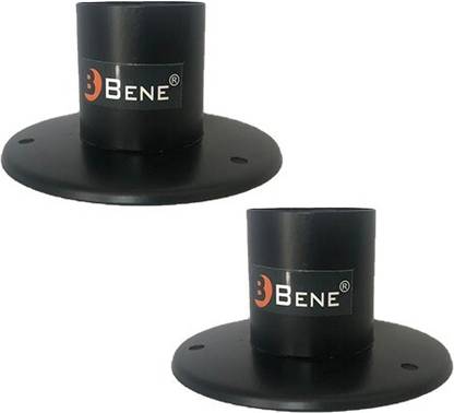 BENE Base Stand Round SS Black 11 cm, Pack of 2 Pc Gate Light Outdoor Lamp