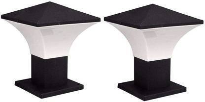 G CHHARIYA TRADERS Main Gate Pillar Lamp Waterproof Home & Kitchen Outdoor W/ Black Metal Outdoor,Gate,Garden,Pillar Post Lighting Home Fancy Modern Design(Pack Of 2)(Bulb Not Included)-Fluorescent Gate Light Outdoor Lamp