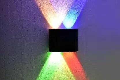 aadi Up-Down Led Outdoor Black Body Waterproof IP65 Exterior Wall Step Light Waterproof Lamp ( 12 Watt) 4 Ray) Post Light Outdoor Lamp (Red-Blue) Post Light Outdoor Lamp