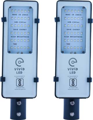 VIVID 36Watt LED Street Light, Black, Two Years Warranty, IP-65, Waterproof (Pack of 2) Flood Light Outdoor Lamp