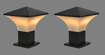 Prop It Up Modern Design Outdoor Gate Lights Unbreakable Fiber Shade Exterior Waterproof for House Pillar Pole Gate lamp Garden Lights SQUARE/BLACK BIG 2 Pieces (GL-2022BG) Gate Light Outdoor Lamp