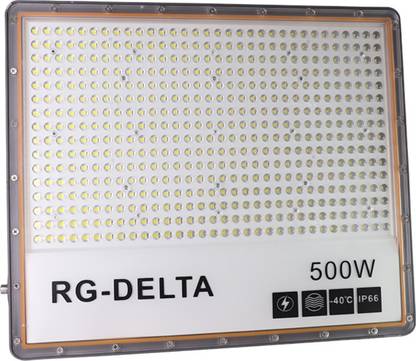 Glow Right Snow White Led Flood Light Lens Model 500 Watt with Aluminium Body Cool White Color with Gloss Finish Glass Taugh & Hard Pack Of 1 Flood Light Outdoor Lamp