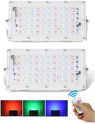 ESN 999 2Pcs RGB Party - 50W Brick Remote IP65 LED Flood Light Outdoor Lamp