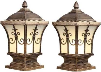 Whiteray GOLDEN COLOUR GATE LIGHT FOR GATE, PATHWAY, HOME DECORATION, OUTDOOR LAMP GOLDEN ANTIQUE COLOUR (BULB NOT INCLUDED) (PACK OF 2) Gate Light Outdoor Lamp
