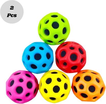 Planet of Toys Crazy Bounce Moon Ball For Kids Super Bouncing Meteor Space Rubber Ball (2PC)