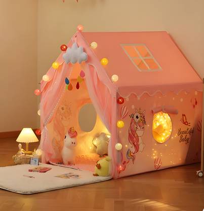 dhruvayfab Delux Little Castle Blue Tent For 3-12 Year Boy And Girls (Baby-uni)