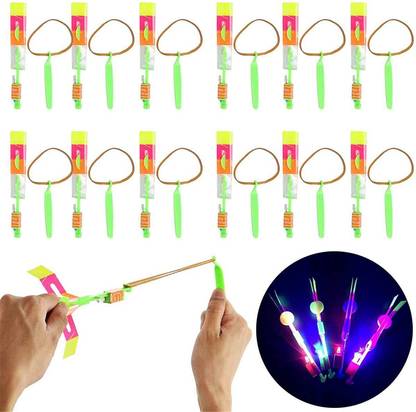 JRYU LED Light Slingshot Elastic Arrow Rocket Helicopter Flying Arrow (Pack Of 12) Arrow