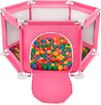 Shivalik Enterprises Happy Game Fence Big Ball Hexagon Pool with ABS Plastic Tube, 50 Balls