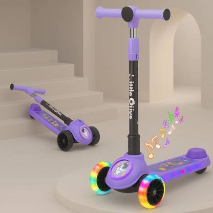 Little Olive Kids Studio Musical LED Scooter with Adjustable Height and Safety Features