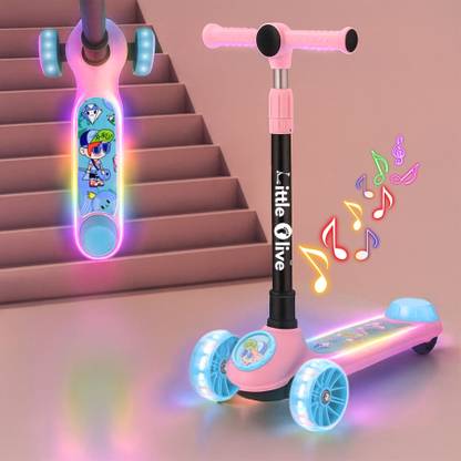 Little Olive Kids Studio Musical LED Scooter with Adjustable Height and Safety Features