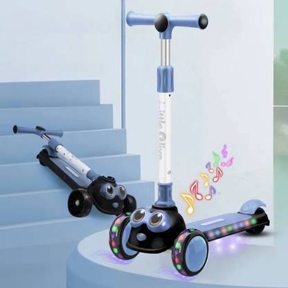 Little Olive Kids Road Runner Musical LED Scooter with Adjustable Height and Safety Features