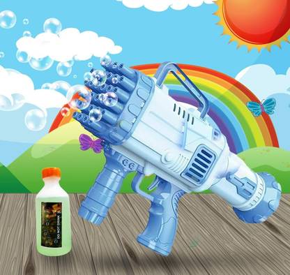 ADL Turbo Powered Bubble Blaster Gun with Viscous Concentrate Refill Solution Bottle Toy Bubble Maker