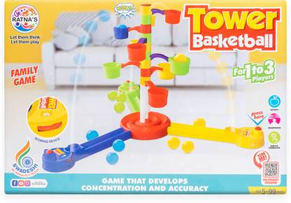 Ratnas Tower Basketball Indoor Family Game for 3 players (Multicolor) (1634)