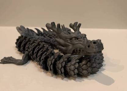 CERO ® 3D Printed Single Flexi Chinese Dragon/Home Decor/Display (Black PLA Plastic)