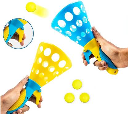 Storio Click and Catch Twin Ball Launcher Game with 3 Balls, Pop & Catch Ball