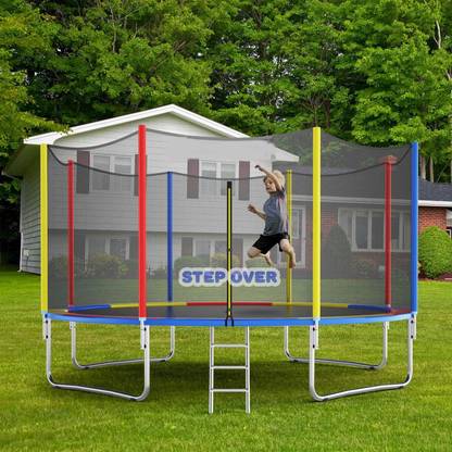 Step Over 14ft Trampoline with Safety Net And Jumping Mat