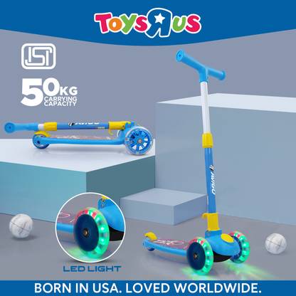 Toys R Us Avigo Smart Kick Scooter, 4 Adjustable Height, Foldable & Front Wheel light, Cap-50 Kg