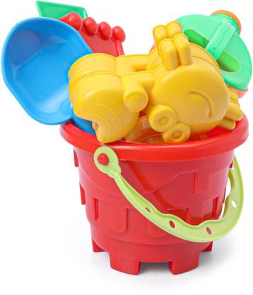 zokato Beach Fun Toys Set of 10 Pieces Beach Tool with Bucket Kid's Gardening