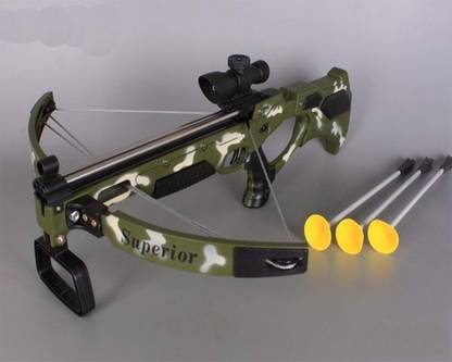 the pampam Crossbow PUBG Archery Gun Toy Set with Suction Dart Arrows and Laser Target Bows