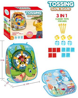 Zest4u New 3 in 1 Tossing Game Board ~ Dart Game~ Bean Bag Toss ~ Target Game Toy