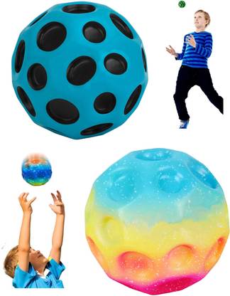 BAREPEPE Crazy Moon Ball Toy Bouncy Jumping Ball - Pack of 2 (1 Gradient 1 Classic)