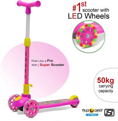 Miss & Chief Foldable & Height Adjustable Scooter for 3-10 Years| 50KG CAP | LED LIGHTS
