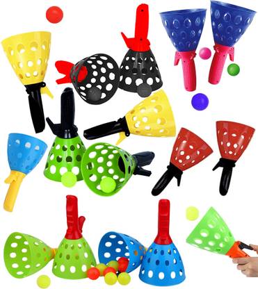 Miniature Mart Ball Catcher Return Gifts for Kids Birthday Party Catching Game 8 Set (16 Pcs)