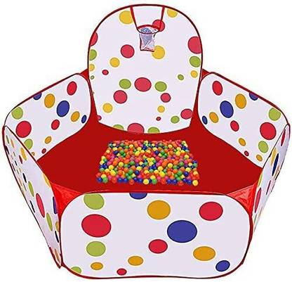 Magicwand Large Size Polka Multi-Colored Basket-Ball Pop-Up Activity Ball-Pool with 100 Balls