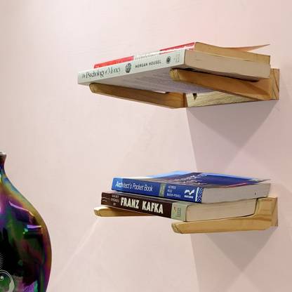 Canopus Open bookshelf (wooden) Wall Mounted | Office/Study table bookshelf (set of 2) Overhead Storage Shelf