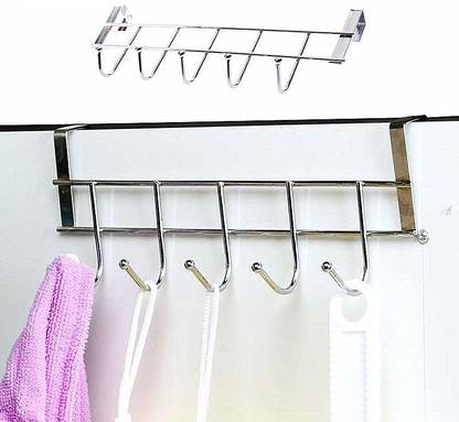 Zooppy 5 Hook Stainless Steel Door Hanger Multi Hanger Hooks Overhead Storage Shelf