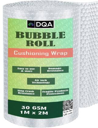 DQA Bubble Wrap Packing Roll 30 GSM (1 Mtr X 2 Mtr) Used for Shipping, Storing Items Security Bag