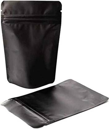 PRASAD Matt Black Pouch For Food Packaging of all items with Zipper 8*10 packof 50p Security Bag