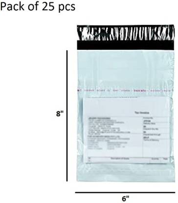 FeelBlue Tamper Proof Courier Bags Plain Pouches with POD, 6*8 inches, Pack of 25 pcs Security Bag