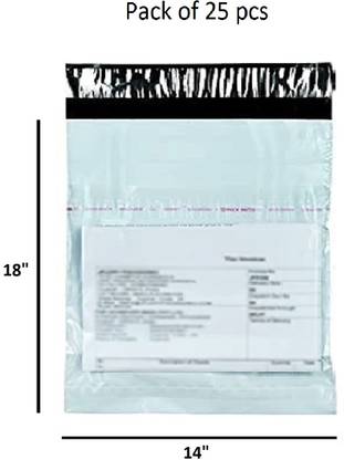 FeelBlue Tamper Proof Courier Bags Plain Pouches with POD, 14*18 inches, Pack of 25 pcs Security Bag