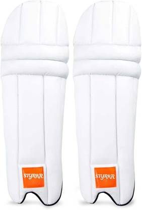 STYRKR Batting Cricket Guard Combo (White-orange) Boys (32 - 35 cm) Batting Pad