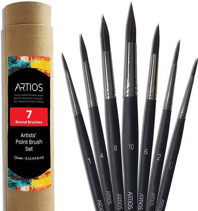 ARTIOS Round Paint Brush Set - Handmade Professional Artist Brushes with Brush Holder