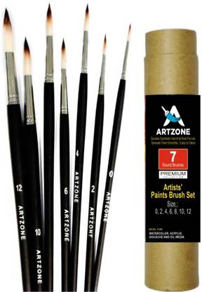 Artzone Handmade Professional Round Premium Synthetic Brushes with Free Brush Holder