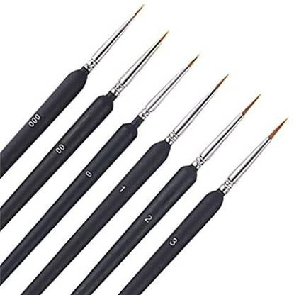 Ezliving Paint BrushesDetailFineTipwithHandleSuitable for OilFaceNailScale Painting(6PCS)